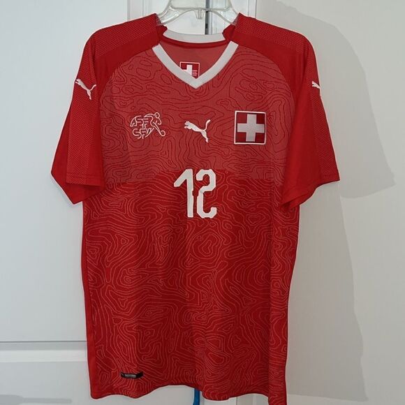 puma Red Swiss Switzerland National Team Authentic Player Away Soccer jersey L - Picture 1 of 5